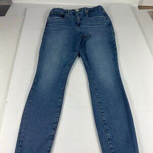 Good American Jeans Women's 12 Good Legs Skinny Ankle Blue Faded Stretch Denim